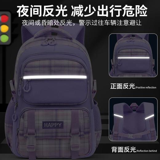 格子风减负小学生儿童女孩书包大容量1-3-9年级双肩包女批发轻便6 商品图3