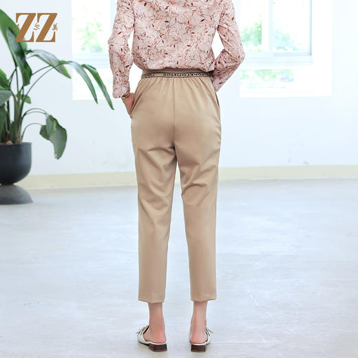 佐尔美秋季新款 休闲百搭显瘦弹力腰长裤女E23KC06 商品图4