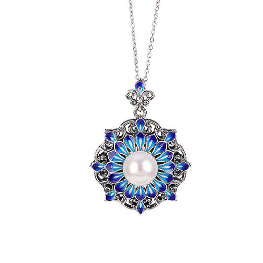 【河清海晏】S925银珍珠景泰蓝镂空吊坠【CW-239131】 商品图4