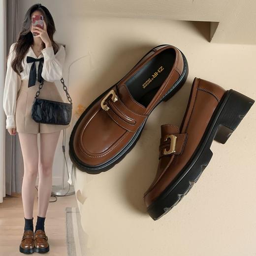 ZHR厚底乐福鞋2023新款英伦风法式小皮鞋jk一脚蹬单鞋ins女鞋 商品图5
