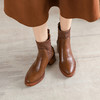 阿么手工女鞋针织粗跟短靴女2023新款一脚蹬百搭5.5CM高跟瘦瘦靴 商品缩略图2