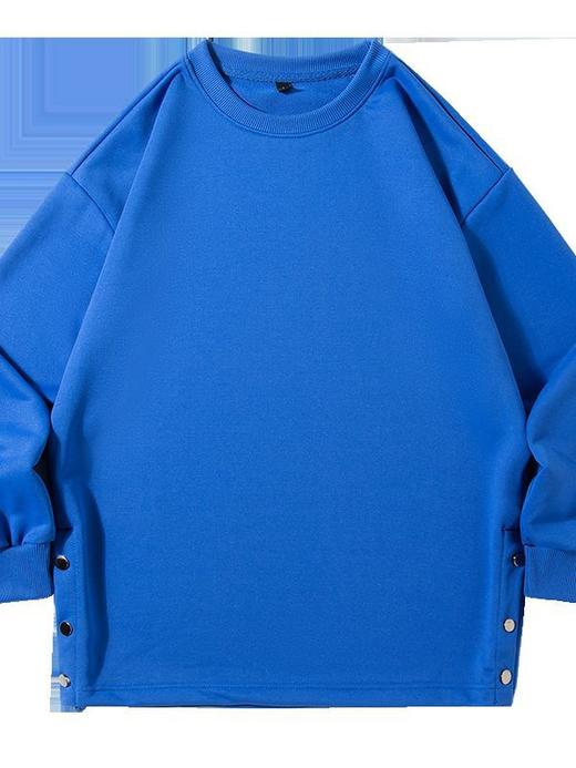 【秋季新款潮牌】纯色卫衣男情侣   纽扣装饰长袖上衣 商品图4