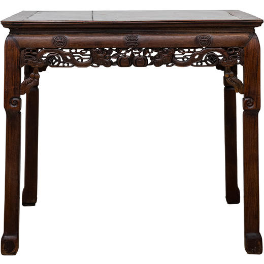 清中期 红木镶云石透雕事事如意八仙桌 商品图5