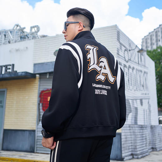 圈【新款DMH】大依优型大码立领夹克外套加肥加大肥佬休闲上衣男士胖子 商品图3