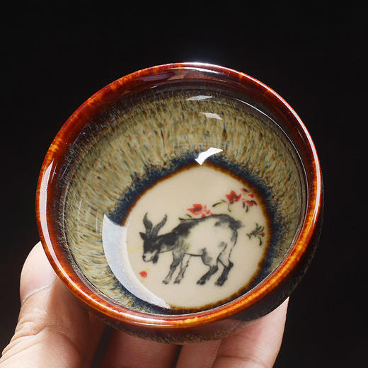 【12生肖款！窑变茶盏】窑变建盏天目茶杯釉下彩陶瓷品名杯12生肖茶盏家用均窑主人杯茶盏li 商品图1