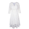 欧芮儿秋装女2019   收腰V领镂空七分袖蕾丝连衣裙女中长款 商品缩略图3