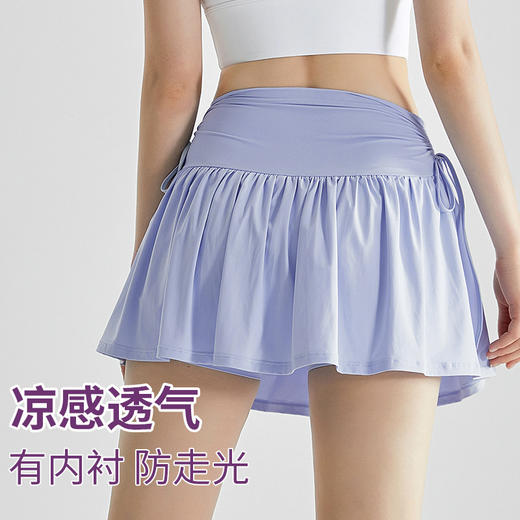 基础款丨速干材质 网球裙 瑜伽裙假两件防走光抽绳百褶运动短裙 商品图2