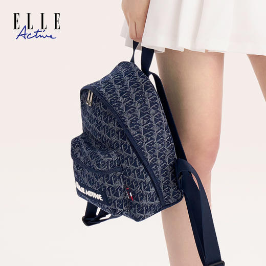 ELLE Active 新款百搭双肩包轻便印花牛仔蓝户外运动背包 商品图1