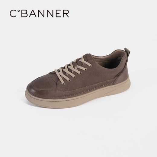 千百度男鞋厚底板鞋秋季复古增高休闲鞋男士真皮运动鞋A23405207 商品图1