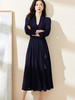 米思阳2026春季新款时尚气质宝蓝色醋酸连衣裙薄款宽松系带中长裙1043 商品缩略图2