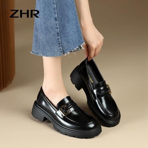 ZHR厚底乐福鞋2023新款英伦风法式小皮鞋jk一脚蹬单鞋ins女鞋 商品图2