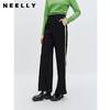 NEELLY纳俪商场同款阔腿裤女侧边撞色开叉休闲裤秋季新款时髦长裤 商品缩略图0