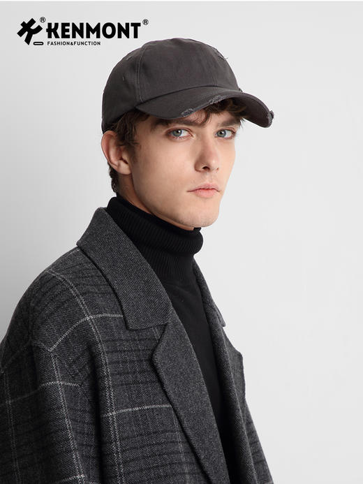 卡蒙情侣款四季通用破洞全棉棒球帽户外跑步运动纯色短遮鸭舌帽潮KM-5254 商品图4