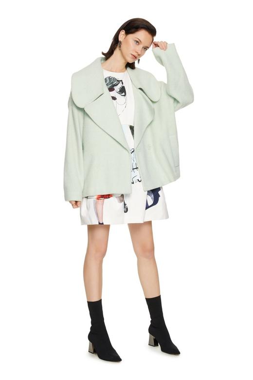 玛丝菲尔·素 浅绿色翻领大衣 8029 商品图3