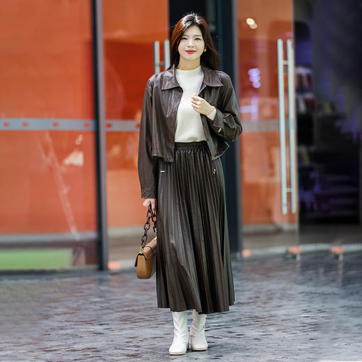 Avann软皮百褶PU裙 商品图7