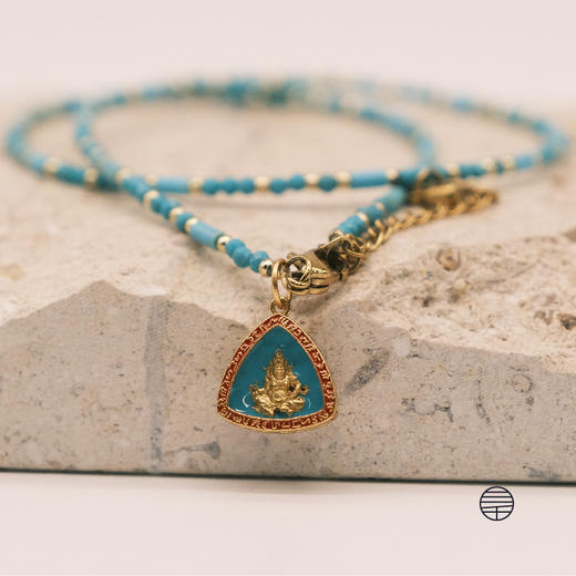 万物三千｜绿松石黄财神 度母 吊坠双圈手链 链长32.5CM 商品图0