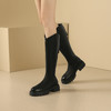 阿么手工女鞋新款小个子4.5CM厚底骑士靴不过膝时尚百搭v口长靴女 商品缩略图3
