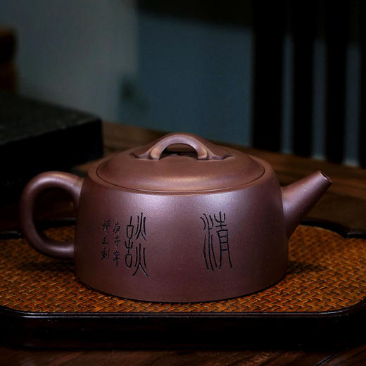 002682  束氏 国助工张婷玉220cc紫泥精谈如意井栏全手工紫砂壶宜兴紫砂壶茶具【瑕疵看图】 商品图0