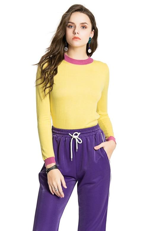 AVA 黄色圆领针织上衣 3584 商品图0
