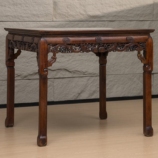 清中期 红木镶云石透雕事事如意八仙桌 商品图4