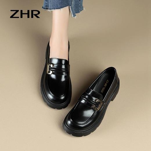 ZHR厚底乐福鞋2023新款英伦风法式小皮鞋jk一脚蹬单鞋ins女鞋 商品图3