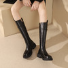 阿么手工女鞋厚底骑士靴小个子4.5CM百搭秋冬加绒真皮不过膝长靴 商品缩略图3