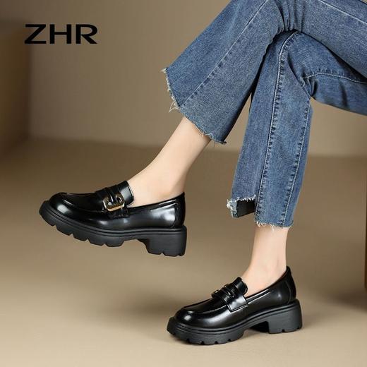 ZHR厚底乐福鞋2023新款英伦风法式小皮鞋jk一脚蹬单鞋ins女鞋 商品图1