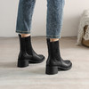 阿么手工女鞋针织粗跟短靴女2023新款一脚蹬百搭5.5CM高跟瘦瘦靴 商品缩略图4