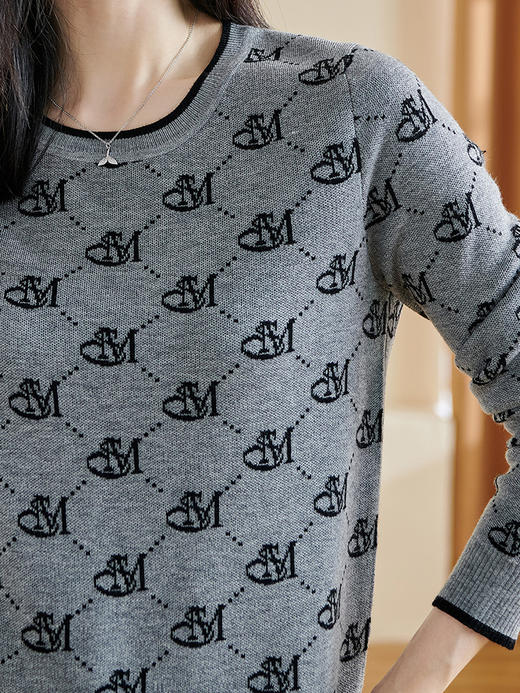 米思阳2025秋季新款气质绣花针织衫休闲高级感内搭打底女毛衣2704 商品图3