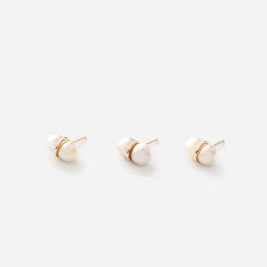 北京仓｜Januka-Twin pearl-Akoya“小雪人”珍珠 10K金 耳钉（中号 单只）［日本设计师］ 商品图2