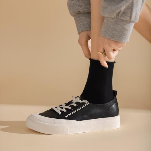 西村名物2022年春新款百搭厚底两穿踩跟单鞋一脚蹬平底板鞋休闲鞋女T22AM18531 商品图0