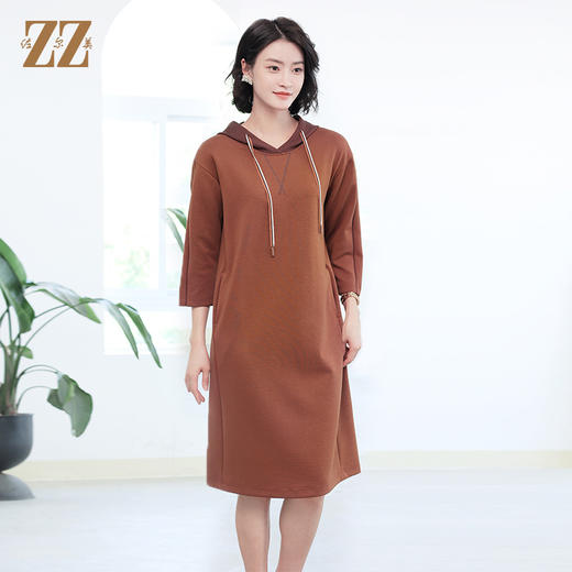 佐尔美秋季新款 休闲时尚连帽七分袖连衣裙女E33LL03 商品图2