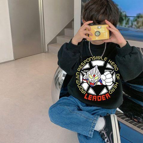 【轻拍会亮灯的卫衣～】秋冬季男童发光卫衣儿童长袖卡通印花趣味童装潮，针织小毛圈面料柔软舒适，罗纹高弹且不易变形。lish 商品图2