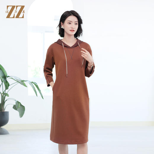 佐尔美秋季新款 休闲时尚连帽七分袖连衣裙女E33LL03 商品图0