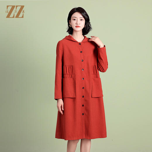 佐尔美秋季新款 通勤舒适连帽长风衣女E03FC02 商品图2