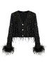 黑色鸵鸟毛亮片短款开衫 商品缩略图0
