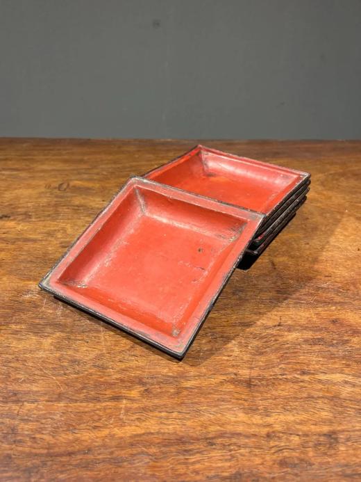 木胎红褐大漆方碟五件套组，顺丰包邮 商品图5