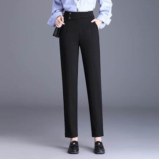 MYX-KDFY -W0805-Y,小脚裤秋季新款女装时尚气质女装哈伦裤松紧高腰黑色长裤 商品图0