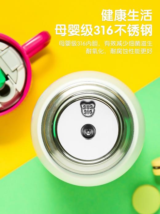 杯具熊复古儿童不锈钢保温杯草莓熊迪士尼吸管杯双盖水杯600ML RT103-600 商品图5