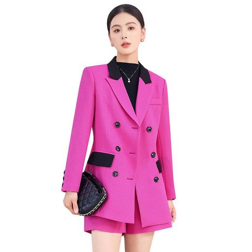 时髦高端小香风两件套2023秋季新款韩版撞色小西服短裤套装御姐风 商品图4