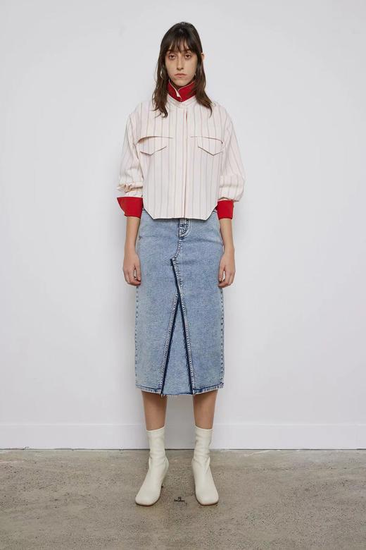 牛仔开衩中长裙 商品图0