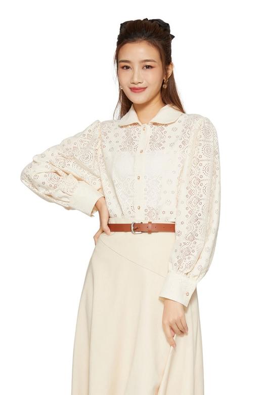 amadella 米杏色蕾丝泡泡袖衬衣 9435 商品图0