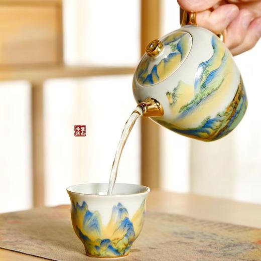 成艺-千里江山陶瓷茶器套装 功夫茶具融香介杯10入套组 商品图3
