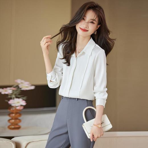 娜璐多气质时尚衬衫女+微叭裤2023早秋新款设计感显瘦仿缎面小衫 商品图2