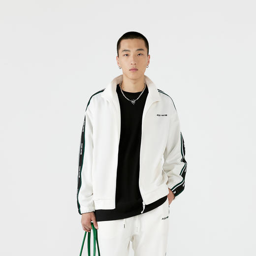 YKYB 秋季外套潮牌百搭男女情侣上衣街头宽松条纹拼接撞色夹克 商品图3