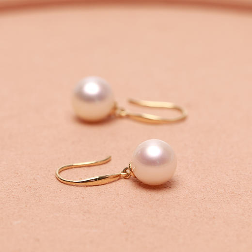 美裕 金18K海水珍珠耳钩 8-8.5mm白 106650 商品图3