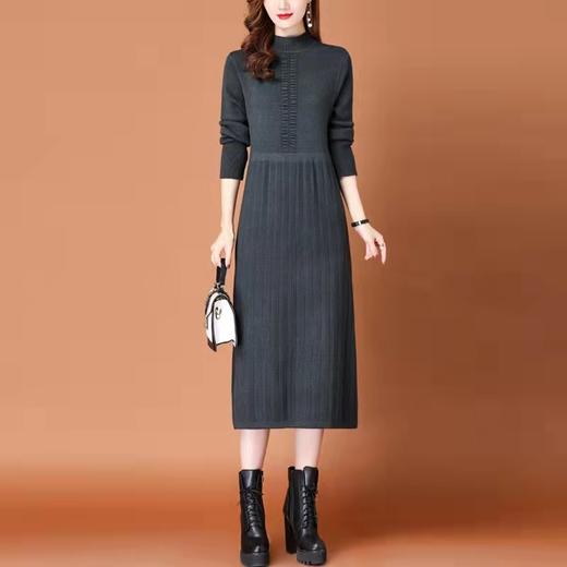时尚优雅百搭，长袖打底纯色针织连衣裙AHMwjnz6622 商品图1