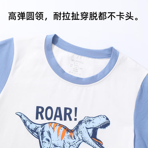 【商场同款】熳洁儿 夏季家居服男童印花棉套装撞色卡通短袖短裤可外穿23203665 商品图4