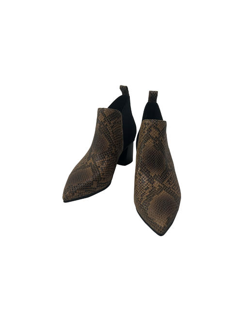 SAFICOO 时尚个性 蛇纹尖头 英伦风复古粗跟短靴 商品图2