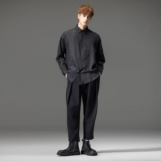 PINLI品立裁魂2023秋季新品宽松长袖衬衫暗黑潮牌休闲衬衣男上衣BC233113023 商品图3